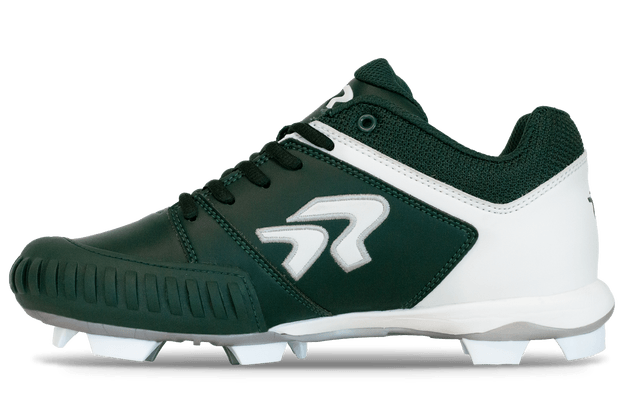 Rokey Women's Flite Softball Cleats Size 7 Black - Enhanced Traction with Pitching Toe - Green