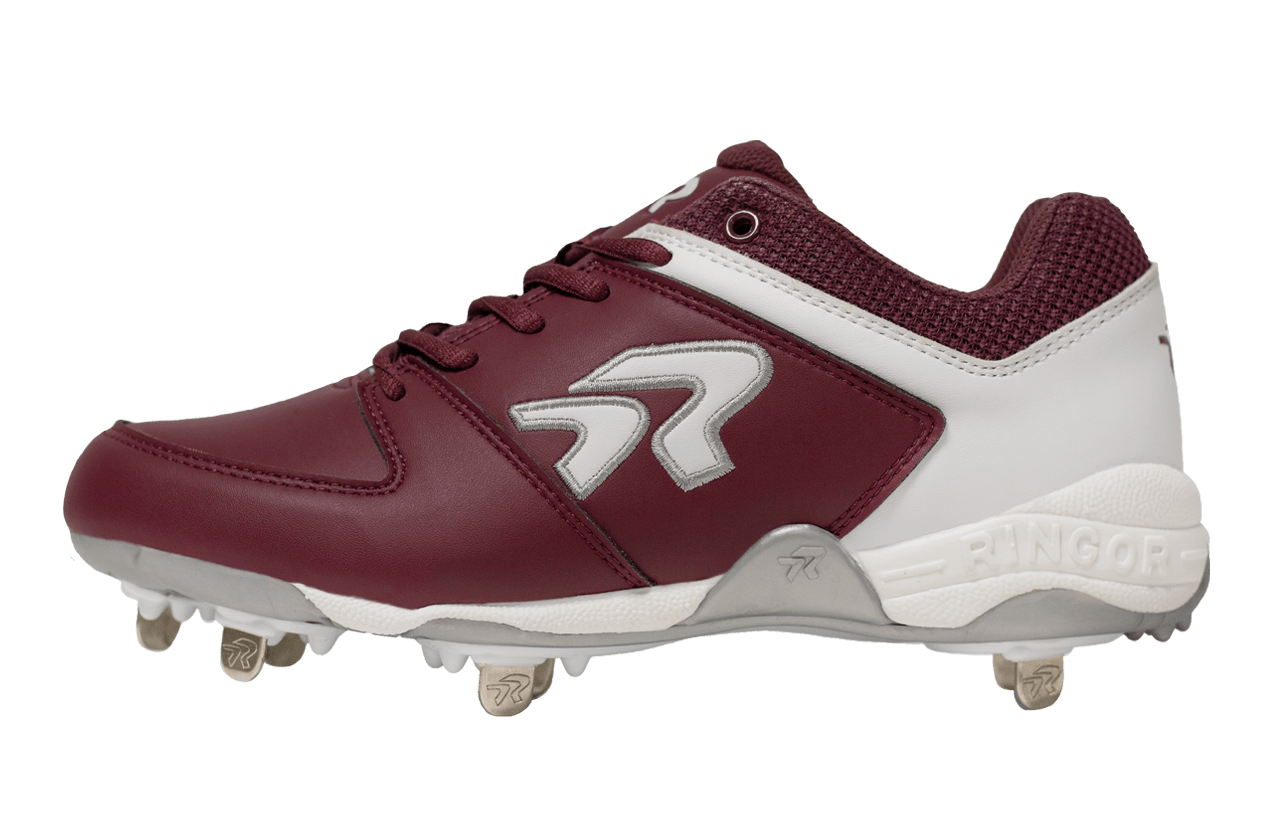 Rokey Women's Flite Metal Softball Cleats Size 7 Black - Enhanced Traction and Comfort - Maroon
