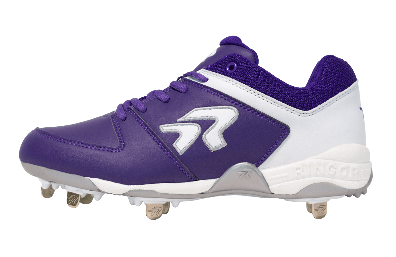 Rokey Women's Flite Metal Softball Cleats Size 7 Black - Enhanced Traction and Comfort - Purple
