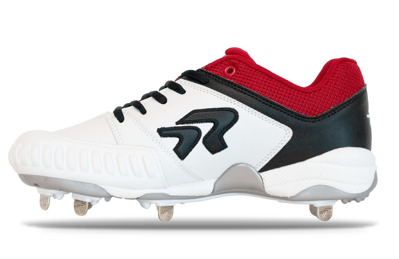 Rokey Softball Spikes Women's Ringor Flite Size 7 Black - Enhanced Pitching Performance - White/Red/Black
