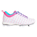 Rokey Girls' Play Ball Softball Cleat Size 1 Pink - Enhanced Comfort and Support - White/Pink/Purple