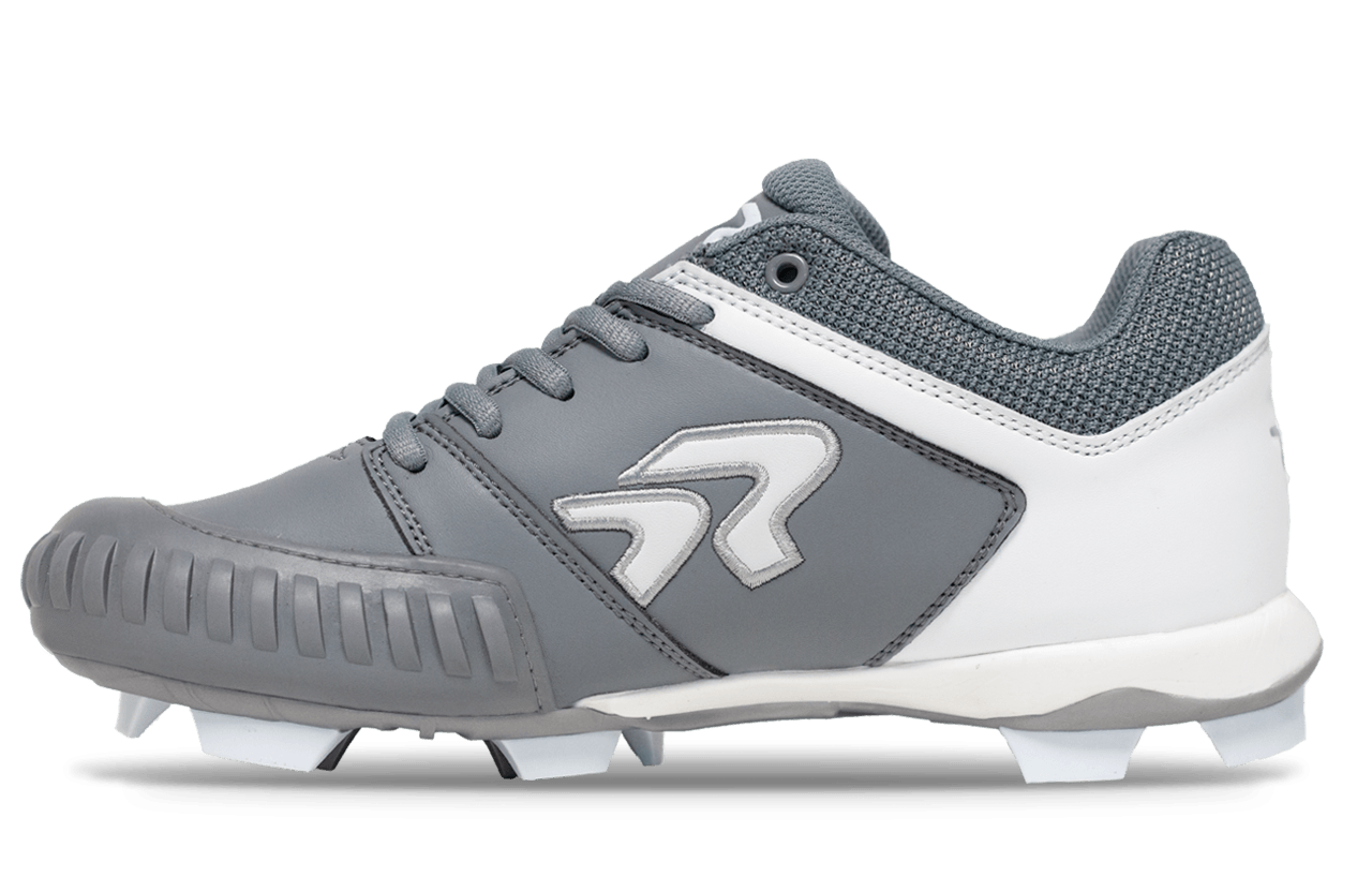 Rokey Softball Cleats Size 7 Black - Enhanced Grip with Pitching Toe for Performance - Charcoal